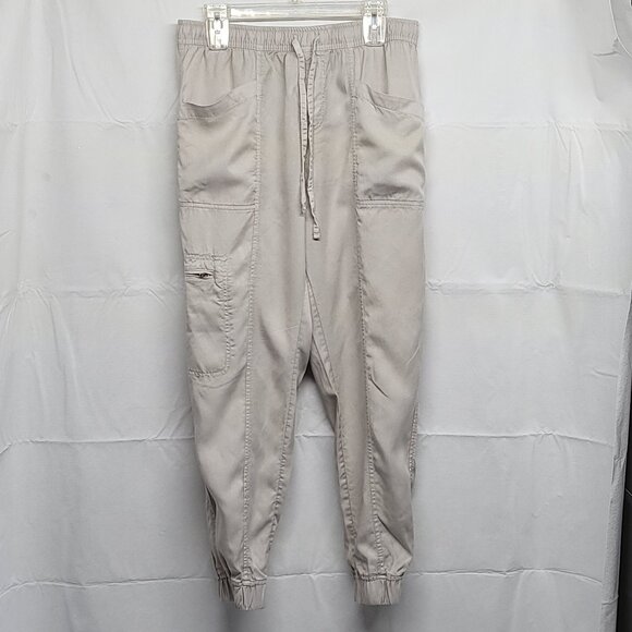 Nicole Miller Cargo Jogger Pants Womens Large Pull On Lyocell Cream - Picture 1 of 16